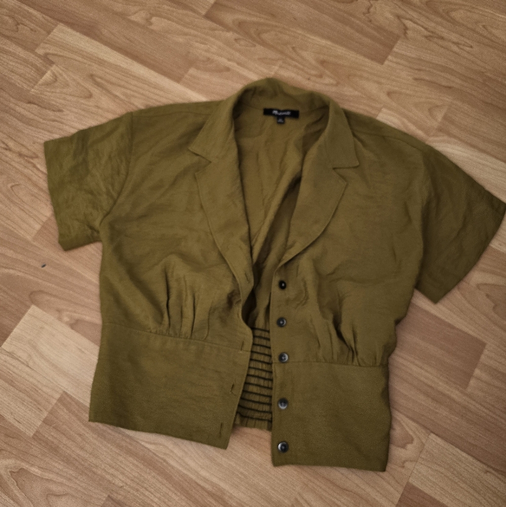 Madewell Olive Green Button Top Size xs - Picture 3 of 7